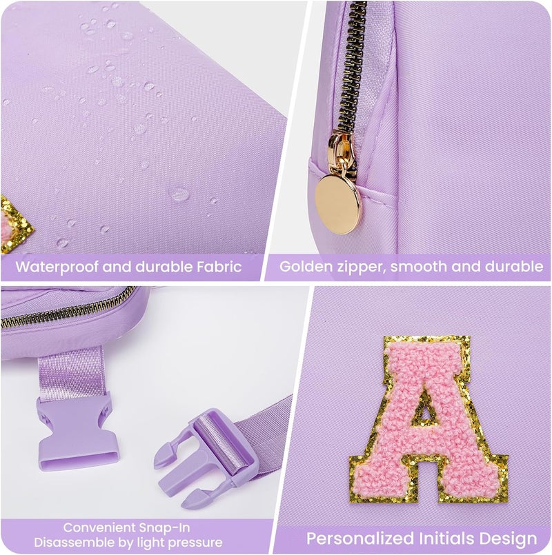 YQE Birthday Gifts for Girls, 4 5 6 7 8 9 10 11 12 13 14 Year Old Girl Gifts for Teens Kids Daughter Sister Her, Cute Initial Fanny Pack Belt Bag Crossbody Bag Trendy Stuff for Girls Teen (Purple, A) - Image 5